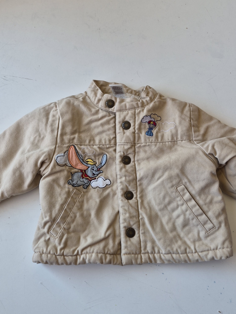 Disney Beige Dumbo Embroidered Puffer Jacket